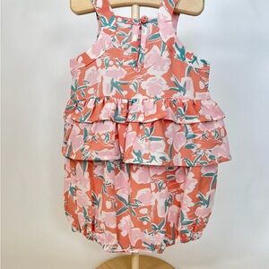 NWOT Baby Girls Coral Pink Floral Ruffle Romper